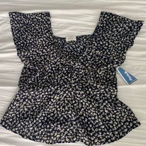 Ditsy Navy Blue Floral Top